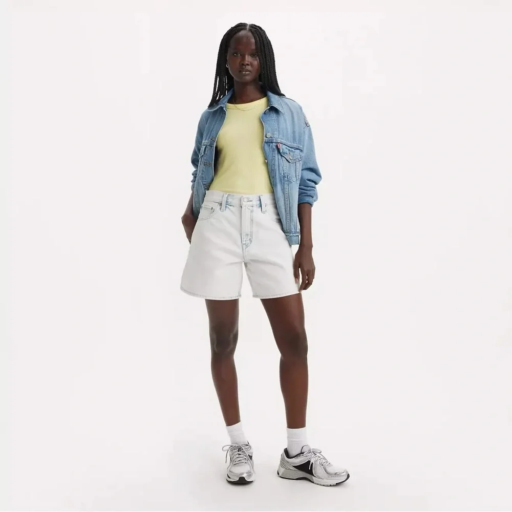 Levi’s Focus on the Present High Rise Baggy Bleached Light Washed Denim Shorts